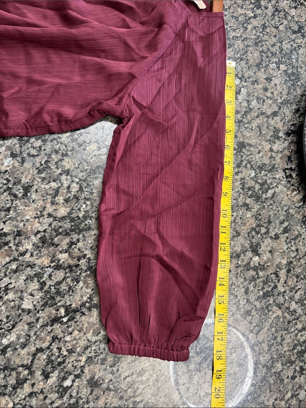LOFT Burgundy Peasant Blouse elastic waist and cuffs NEW XSP - Picture 10 of 13